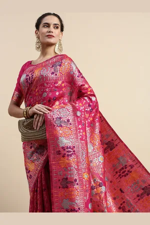 Lilots Ethnic Motifs Woven Design Banarasi Saree with Blouse Piece