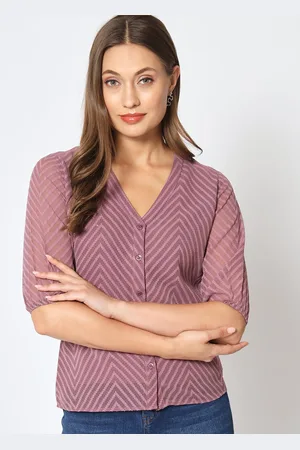 CHARMGAL Geometric Printed V-Neck Top