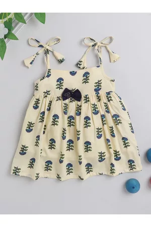 MANY FROCKS & Girls Floral Printed Satin Empire Dress