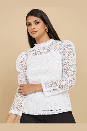 Styli White Self Design Cotton Top