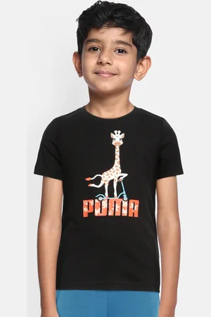 PUMA Boys Black Printed Paw T-shirt