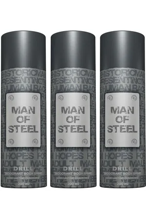 Denver Set of 3 Man Of Steel Drill Long-Lasting Deodorant Body Spray - 200ml each