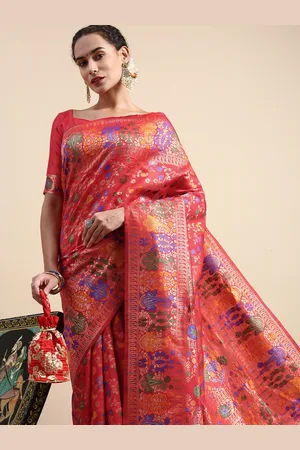 Lilots Ethnic Motifs Woven Design Banarasi Saree with Blouse Piece
