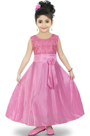 BAESD Girls Self Design Satin Fit & Flare Maxi Dress