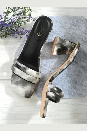 PANAHI Printed Open Toe Block Heels