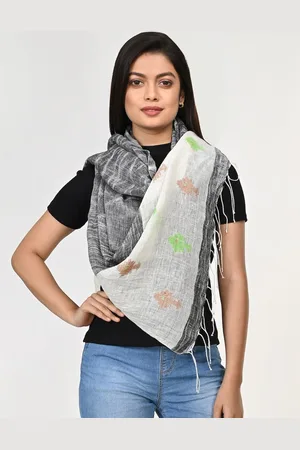 ArtEastri Grey Woven Design Linen Jamdani Stole