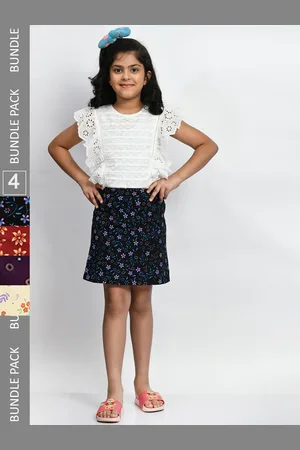 BAESD Girls Pack Of 4 Mini A-Line Pure Cotton Skirts