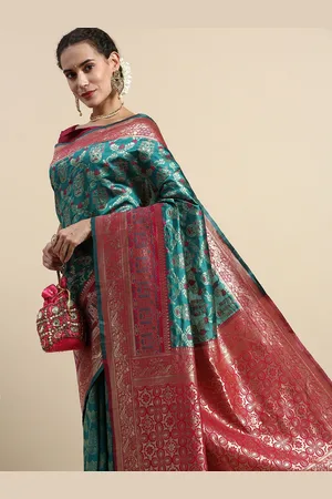 Lilots Ethnic Motifs Woven Design Banarasi Saree with Blouse Piece
