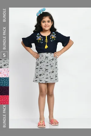 BAESD Girls Pack Of 5 Mini A-Line Pure Cotton Skirts