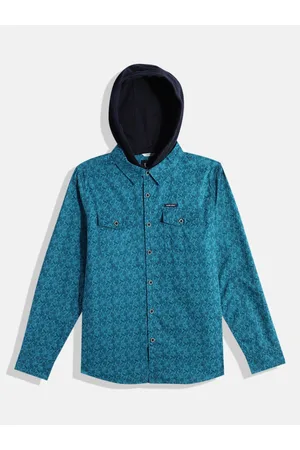 Allen Solly Boys Sport Floral Opaque Printed Pure Cotton Shirt With Detachable Hood