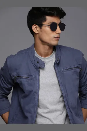 WROGN Men Blue Biker Jacket