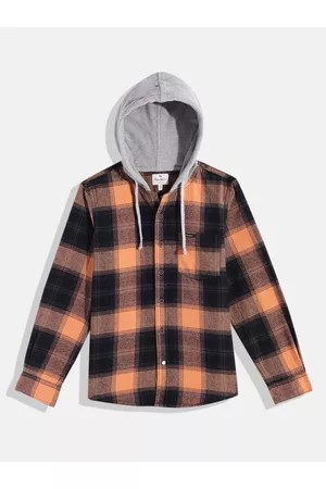Pepe Jeans Boys Tartan Checked Twill Weave Hooded Casual Shirt