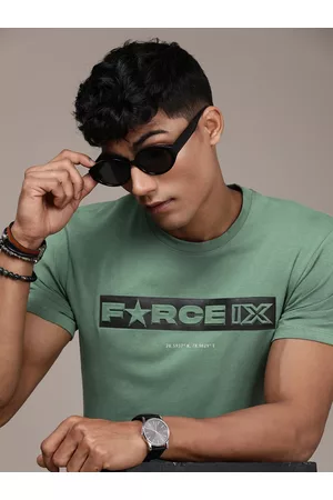 FORCE IX Men Brand Logo Embossed Knitted Regular T-shirt