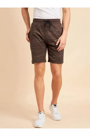 Sweet Dreams Men Brown & Black Mid Rise Abstract Printed Shorts