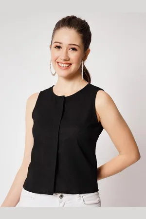 CHARMGAL Round Neck Shirt Style Linen Top