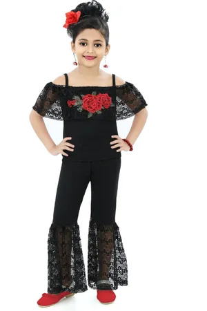BAESD Girls Self Design Top with Trousers