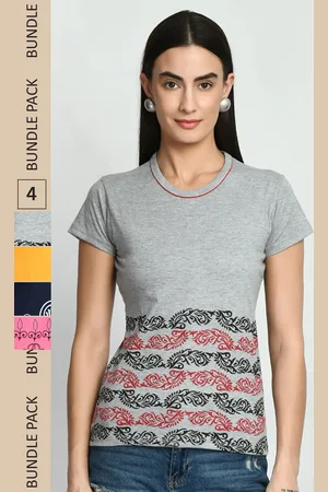 IndiWeaves Pack Of 4 Printed Pure Cotton T-shirt