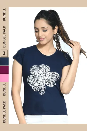 IndiWeaves Pack Of 3 Printed Pure Cotton T-shirt