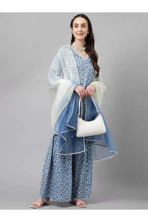 FIORRA Geometric Printed Regular Pure Cotton Kurta With Sharara & With Dupatta