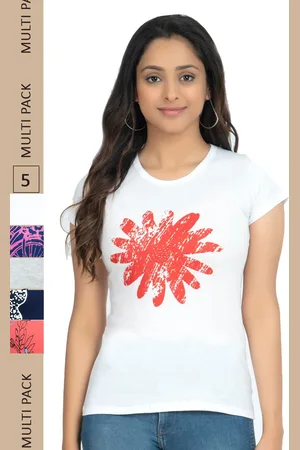 IndiWeaves Pack Of 5 Printed Pure Cotton T-shirt