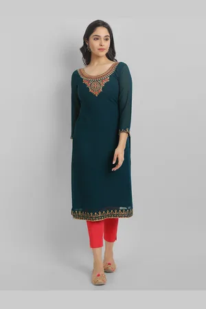 Femvy Floral Yoke Design Thread Work Georgette Kurta