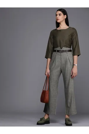 Kenneth Cole Women Checked Pleated Trousers
