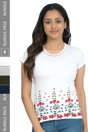 IndiWeaves Pack Of 4 Printed Pure Cotton T-shirt