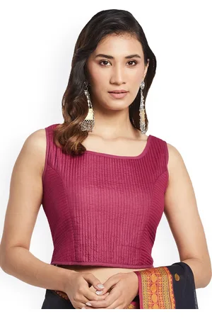 Fabindia Self-Design Square Neck Sleeveless Saree Blouse