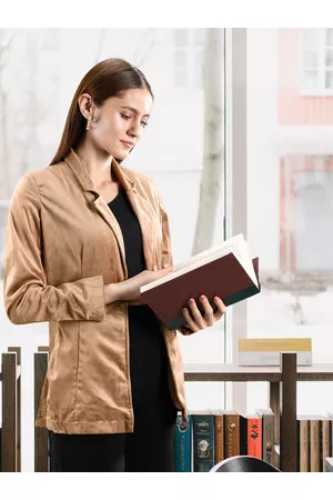 Campus Women Brown Comfort Fit Double-Breasted Casual Blazer