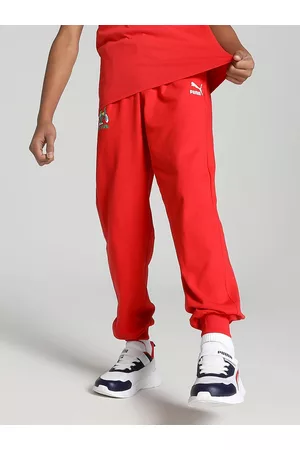 PUMA Boys Super Graphic Printed Youth Regular Fit Pure Cotton Joggers