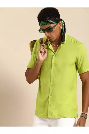 Sangria Men Green Comfort Opaque Casual Shirt