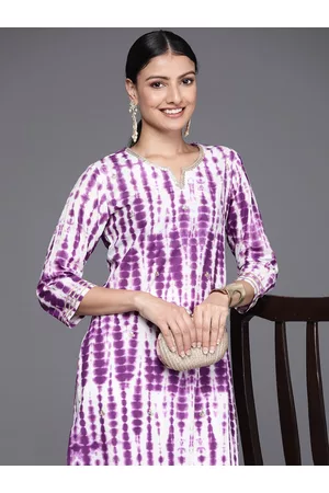 Varanga Women Purple & Off White Bandhani Dyed Sequinned Kurta
