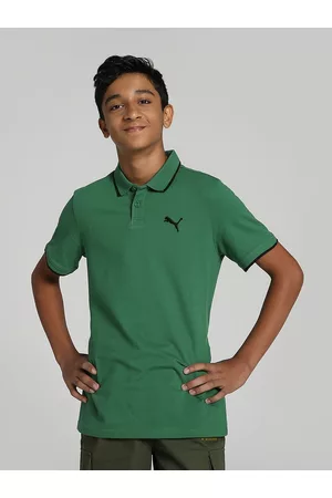 PUMA Boys Solid Regular Fit Polo Collar T-shirt