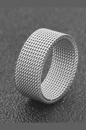 Meenaz Men Silver-Plated Chain Designed Stainless Steel Finger Ring
