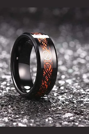 Meenaz Men Silver-Plated Enameled Stainless Steel Finger Ring
