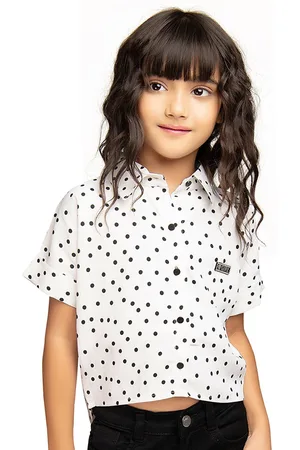 Tiny Kingdom Girls Polka Dot Printed Shirt Top