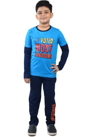 Clothe Funn Boys Typography Printed Pure Cotton T-Shirt With Trousers