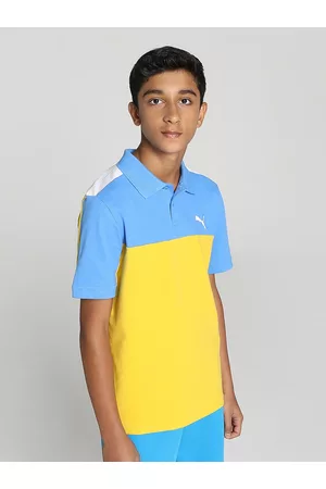 PUMA Boys Colourblocked Youth Polo Collar Regular Fit T-shirt