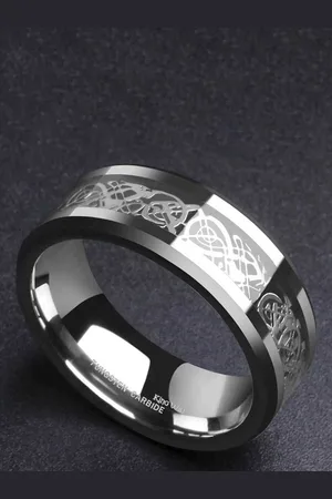 Meenaz Men Silver-Plated Enameled Stainless Steel Finger Ring