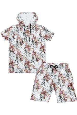 CAVIO Boys Printed Hooded T-shirt With Shorts Set