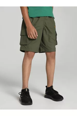 PUMA Boys Checked Pure Cotton Regular Fit Cargo Shorts