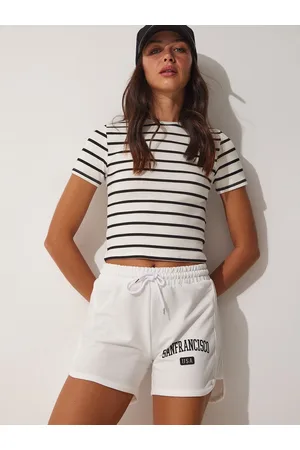 Happiness istanbul Women Typography Printed Cotton Shorts