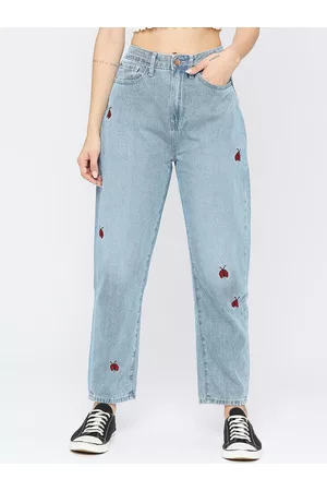 SPYKAR Women Embroidered Boyfriend Fit High-Rise Stretchable Jeans