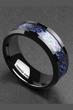 Meenaz Men Silver-Plated Enameled Designed Stainless Steel Finger Ring
