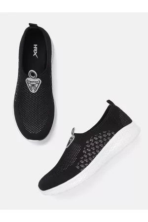 HRX Women Black & Grey Woven Design Soft Walk Series 2.0 Shoes