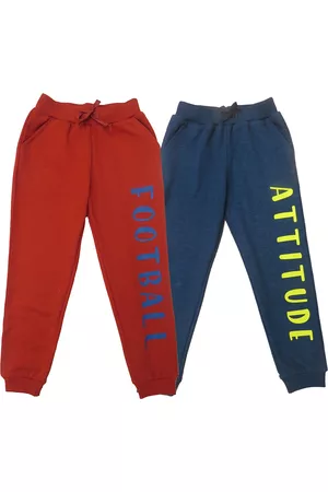 Clothe Funn Boys Pack of 2 Typography Printed Cotton Joggers