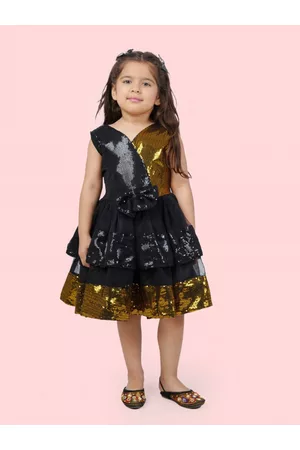 Bella Moda Girls Sequinned Embellished Satin Fit & Flare Dress
