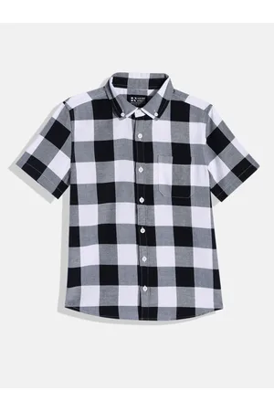 HERE&NOW Boys Opaque Checked Cotton Casual Shirt