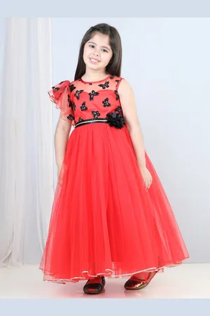 Toy Balloon Kids Girls Flutter Sleeve Embellished & Applique Tulle Gown