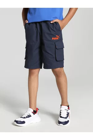 PUMA Boys Checked Pure Cotton Regular fit Cargo Shorts